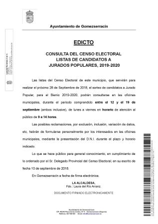Imagen Consulta del Censo Electoral Listas de Candidatos a Jurados Populares 2019-2020