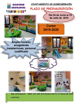 Imagen PREINSCRIPCIÓN EN EL CENTRO INFANTIL PINTURINES CURSO 2019-2020